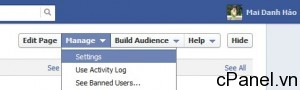 Truy cập phần Setting của page